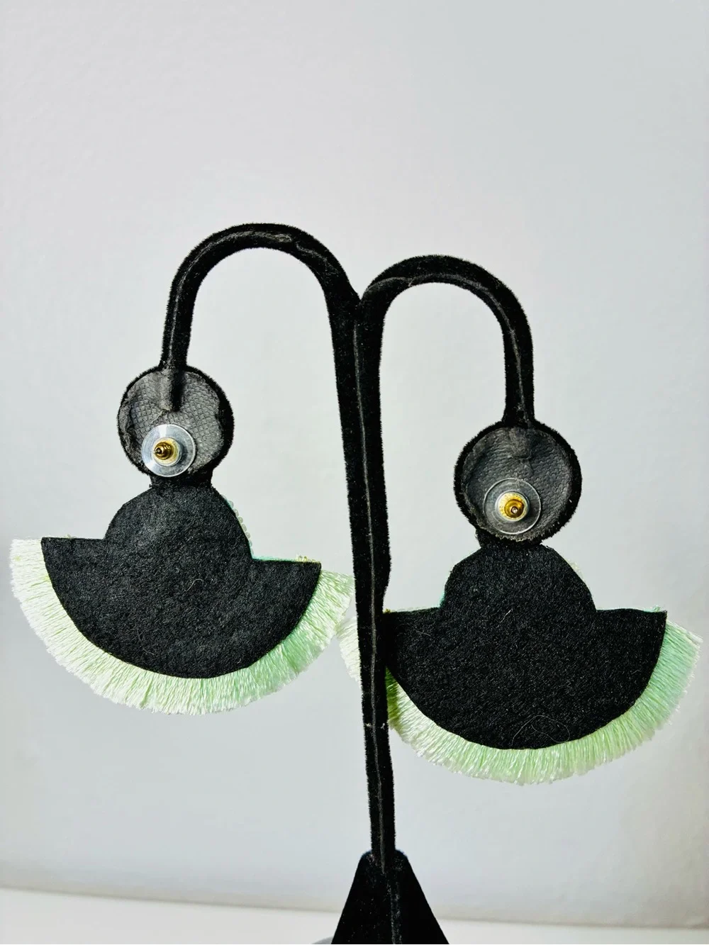 Mint Green Sequined & Beaded Fan Tassel Earrings for Boho Chic Women Summer